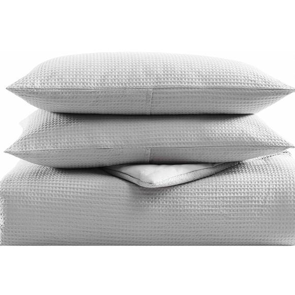Vera Wang Queen Comforter Set Cotton Bedding Set Waffle Pique Moonlight Grey - Picture 1 of 6